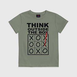 Футболка хлопковая детская THINK OUTSIDE THE BOX, цвет: авокадо