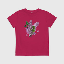 Футболка хлопковая детская СИРЕНЬ АКВАРЕЛЬЮ, цвет: маджента