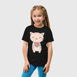 Футболка хлопковая детская Кот с сердечком, цвет: черный — фото 2