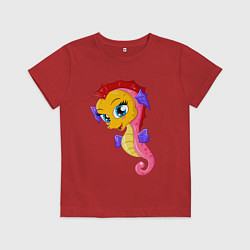 Футболка хлопковая детская Морской конек детский, цвет: красный