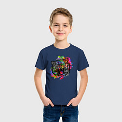 Футболка хлопковая детская Оскал тигра, цвет: тёмно-синий — фото 2