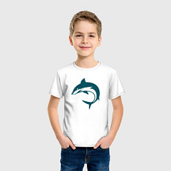 Футболка хлопковая детская Акула, цвет: белый — фото 2