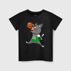 Футболка хлопковая детская Jordan Cat, цвет: черный