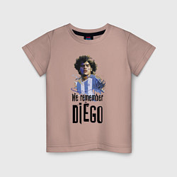 Футболка хлопковая детская Диего Марадона Аргентина, цвет: пыльно-розовый