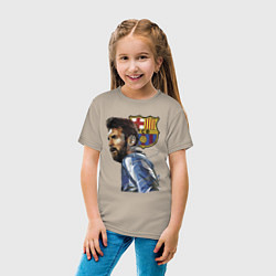 Футболка хлопковая детская Lionel Messi Barcelona Argentina Striker, цвет: миндальный — фото 2