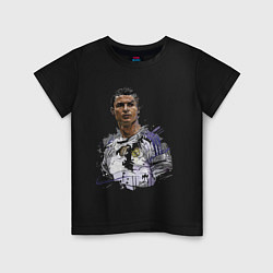 Футболка хлопковая детская Cristiano Ronaldo Manchester United Portugal, цвет: черный