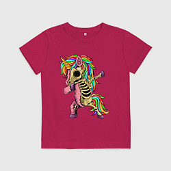 Футболка хлопковая детская Единорог зомби dab, цвет: маджента