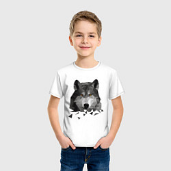 Футболка хлопковая детская Полигональный Волк, цвет: белый — фото 2
