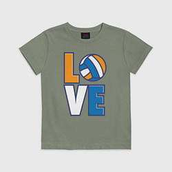 Футболка хлопковая детская Love Volleyball, цвет: авокадо