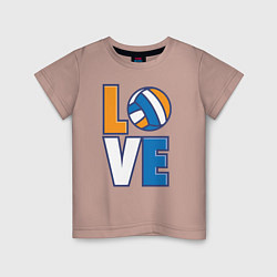 Футболка хлопковая детская Love Volleyball, цвет: пыльно-розовый