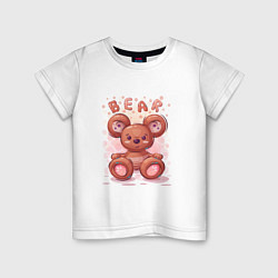 Футболка хлопковая детская Медвежонок Bear, цвет: белый