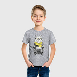 Футболка хлопковая детская Hipster Cat, цвет: меланж — фото 2
