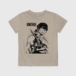 Футболка хлопковая детская Ророноа Зоро One Piece, цвет: миндальный