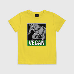 Футболка хлопковая детская Vegan elephant, цвет: желтый