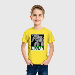 Футболка хлопковая детская Vegan elephant, цвет: желтый — фото 2