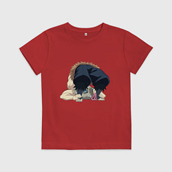 Футболка хлопковая детская Клинок, рассекающий демонов, цвет: красный