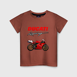 Футболка хлопковая детская DUCATI ДУКАТИ MOTOSPORT, цвет: кирпичный