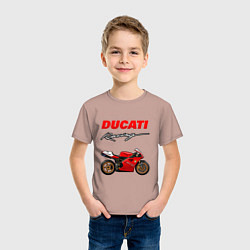 Футболка хлопковая детская DUCATI ДУКАТИ MOTOSPORT, цвет: пыльно-розовый — фото 2