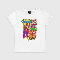 Футболка хлопковая детская Create your Rave, цвет: белый