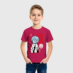 Футболка хлопковая детская Рей Аянами EVA-00, цвет: маджента — фото 2