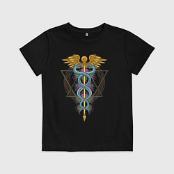 Футболка хлопковая детская Кадуцей, цвет: черный