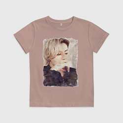 Футболка хлопковая детская Задумчивый Чонгук, цвет: пыльно-розовый