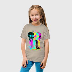 Футболка хлопковая детская 4 ЧЕРЕПА SKULLS NEON, цвет: миндальный — фото 2