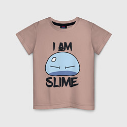 Футболка хлопковая детская I AM SLIME, Я СЛИЗЬ, цвет: пыльно-розовый