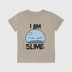 Футболка хлопковая детская I AM SLIME, Я СЛИЗЬ, цвет: миндальный