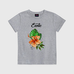 Футболка хлопковая детская Exotic Экзотический цветок, цвет: меланж