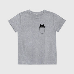 Футболка хлопковая детская Кот в кармане, цвет: меланж