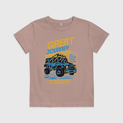 Футболка хлопковая детская Авто внедорожник, цвет: пыльно-розовый