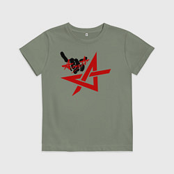 Футболка хлопковая детская Алиса коза, цвет: авокадо