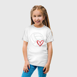 Футболка хлопковая детская Love Volleyball, цвет: белый — фото 2
