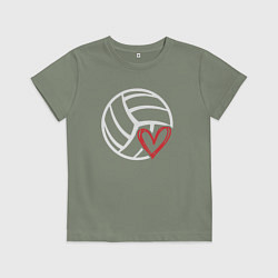Футболка хлопковая детская Love Volleyball, цвет: авокадо