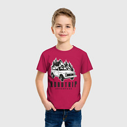 Футболка хлопковая детская Niva roadtrip, цвет: маджента — фото 2
