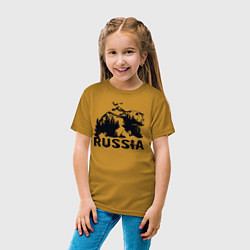 Футболка хлопковая детская Russian bear, цвет: горчичный — фото 2
