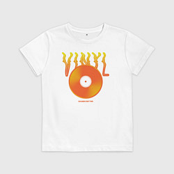Футболка хлопковая детская Vinyl sounds better, цвет: белый