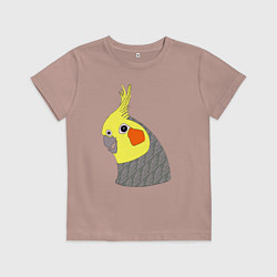 Футболка хлопковая детская Попугай корелла портрет, цвет: пыльно-розовый