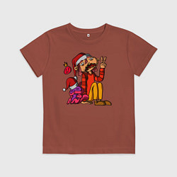 Футболка хлопковая детская Свомли и Дрейк, цвет: кирпичный