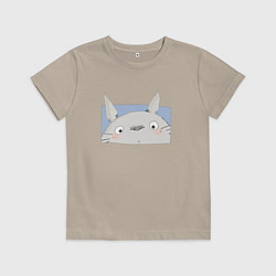 Футболка хлопковая детская Удивленный Тоторо, цвет: миндальный