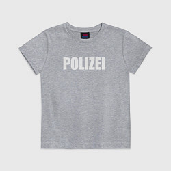 Футболка хлопковая детская POLIZEI Полиция Надпись Белая, цвет: меланж