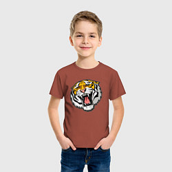 Футболка хлопковая детская Tiger, цвет: кирпичный — фото 2