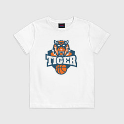 Футболка хлопковая детская Tiger Basketball, цвет: белый