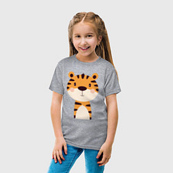 Футболка хлопковая детская Cartoon Tiger, цвет: меланж — фото 2