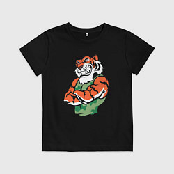 Футболка хлопковая детская Boss Tiger, цвет: черный