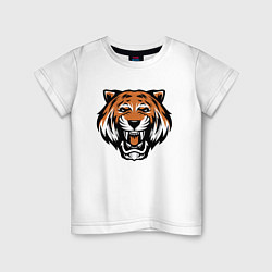 Футболка хлопковая детская Tiger Roar, цвет: белый