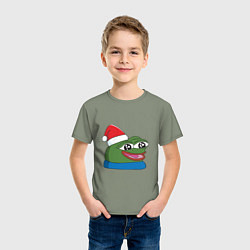 Футболка хлопковая детская Pepe, pepe happy, Пепе хеппи, pepe happy new year, цвет: авокадо — фото 2