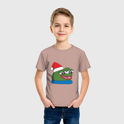 Футболка хлопковая детская Pepe, pepe happy, Пепе хеппи, pepe happy new year, цвет: пыльно-розовый — фото 2