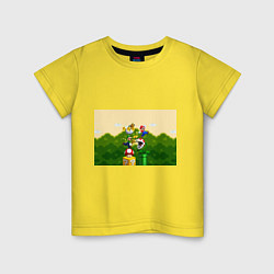 Футболка хлопковая детская Mario Coins, цвет: желтый